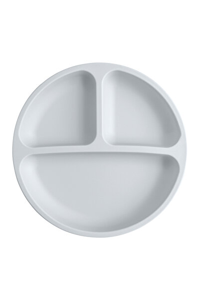 Choice6 طبق طعام سيليكون للأطفال، رمادي مزرق، قطعة واحدة، مزود بخاصية المصاصة...