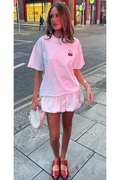 New Shine تي شيرت أبيض للجنسين بطبعة الكرز