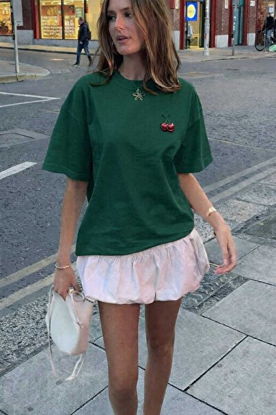 New Shine Cherry Printed Unisex Green T-Shirt