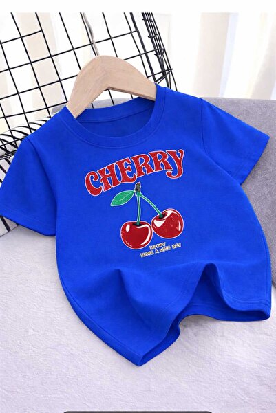 New Shine Cherry Cherry Printed Saks Blue Unisex T-Shirt