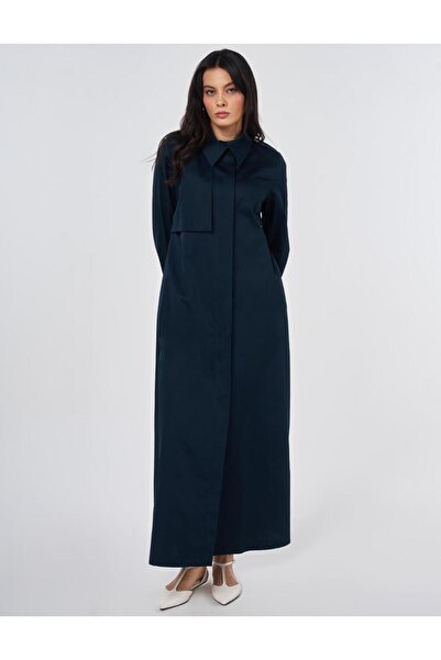 Kayra %100 Pamuklu Aller Detaylı Pardesü Koyu Lacivert