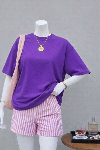 New Shine Μονόχρωμο Μωβ Unisex T-Shirt