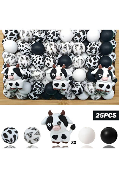 choice2 25PCS-set 3 25/44PCS Cow Spot Series Silicone Bead Set, Perfect for D...