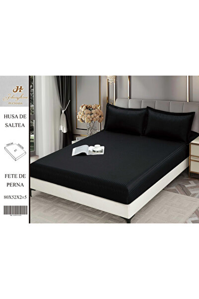 FIONNA.RO Satin Damask Duvet Cover 180x200cm - Black