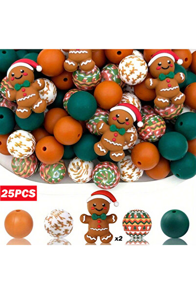 Choice6 مجموعة خرز سيليكون ثلاثية الأبعاد على شكل رجل خبز الزنجبيل لعيد الميل...