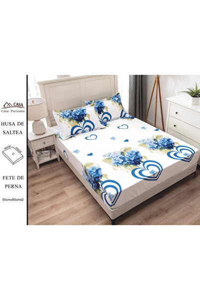 FIONNA.RO Duvet Cover 180x200cm - White With Blue Flowers