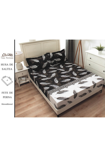 FIONNA.RO Duvet Cover 180x200cm - Grey With Feathers