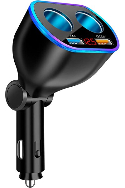 Generic شاحن سيارة مزود بمحول ولاعة سجائر، شاحن سيارة USB مزدوج بقدرة 120 واط...