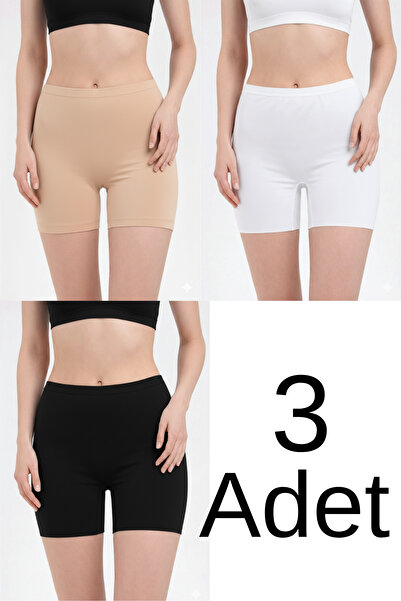 Mifella مجموعة من 3 قطع شورتات نسائية مطاطية بخصر مطاطي مقطوعة بالليزر لا تتر...