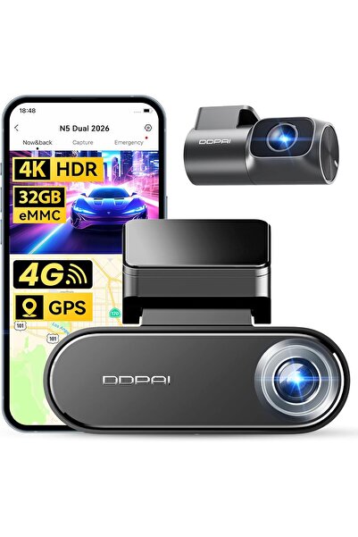 Generic كاميرا سيارة DDPAI بدقة 4K أمامية وخلفية، كاميرا سيارة بدقة 2160P+108...