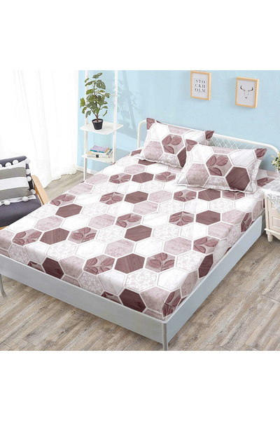 FIONNA.RO Duvet Cover With Stretchy And Pillowcases 160X200cm - Brown Honeycomb
