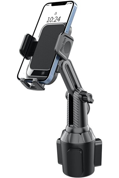 Generic Car Cup Holder Phone Mount, Carbon Fibre Pattern, Adjustable Universa...