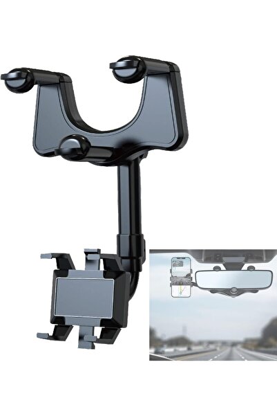 Generic حامل هاتف للسيارة قابل للدوران 360 درجة وقابل للسحب، يُركب على مرآة ا...