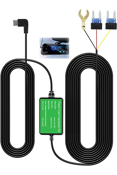 Generic طقم توصيل كاميرا السيارة من النوع C - كابل بطول 3.5 متر مع فيوز صغير،...