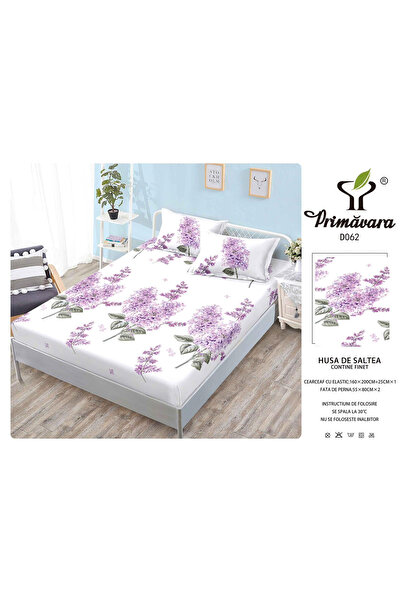 FIONNA.RO Duvet Cover With Stretchy And Pillowcases 160X200cm - Lilac Flowers