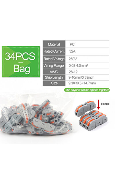 Choice1 34PCS Bag Lever Wiring Connector Fast Compact Splicing Electrical Con...