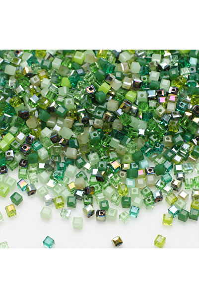 Choice7 3mm 100pcs green 3/4/6/8mm Mixed Faceted Square Glass Bead Loose Spac...