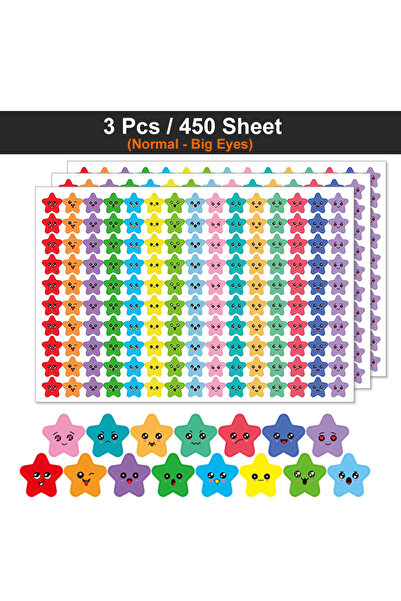 Choice11 black 450-3000 Sheet Happy Face Stars Reward Sign Stickers Pack DIY ...