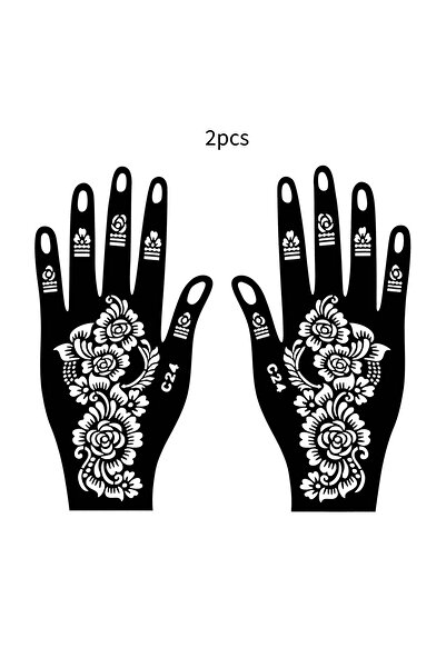 Choice13 مجموعة من قطعتين من قوالب الحناء القابلة لإعادة الاستخدام، قالب وشم ...