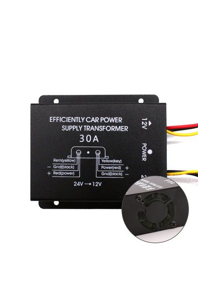 choice2 محول طاقة للسيارات 12 فولت/24 فولت 30 أمبير مع مروحة، محول طاقة للسيا...
