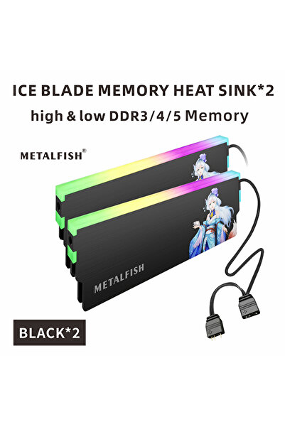 Choice4 Black 2 PCS METALFISH DRAM Heatsink 5V-3PIN ARGB DDR3 DDR4 DDR5 Alumi...