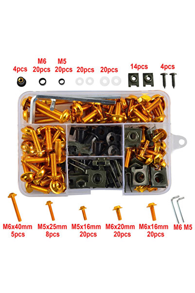 Choice4 YELLOW 177PCS Screws Nut Motorcycle Alloy Fairing Bolt Screw Bolts Ki...