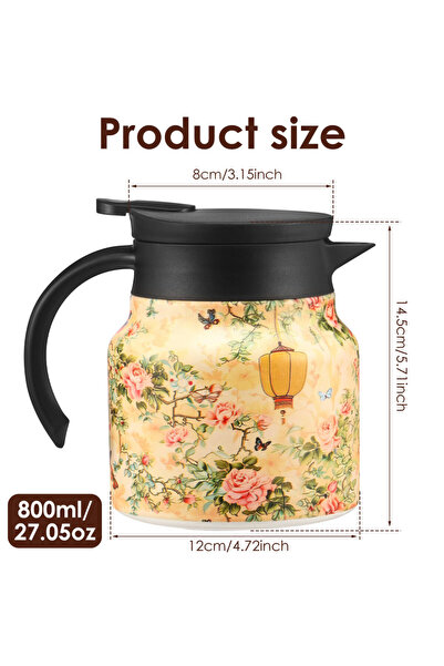 Choice7 Style 9 Vintage Floral Tea Thermos Stainless Steel Tea Kettle Drip-Pr...