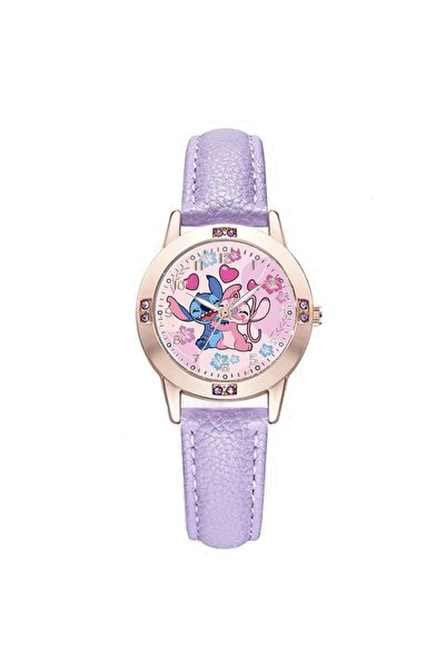 Choice5 ساعة M4 بنفسجية اللون من ديزني بتصميم كرتوني مرصع بالألماس، مصنوعة من...
