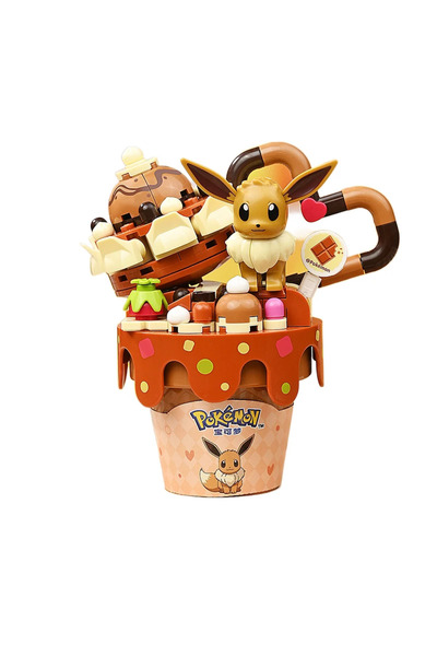 Choice1 مجموعة مكعبات بناء بوكيمون إيفي، بيكاتشو، جيغليباف، آيس كريم، مع صندو...