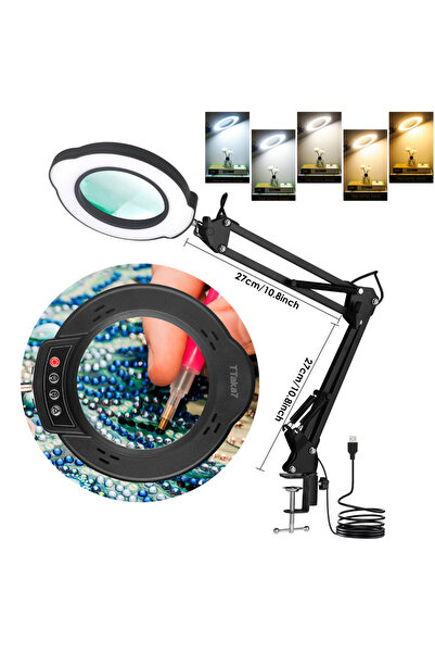 Choice4 New Short--Black 72LED 8X/10X NEW Illuminated Magnifier USB 3 Colors ...