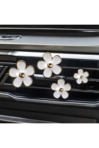 Choice1 4 قطع بيضاء، 4 قطع مشبك صغير لتزيين فتحة تهوية السيارة، بتصميم زهرة ا...