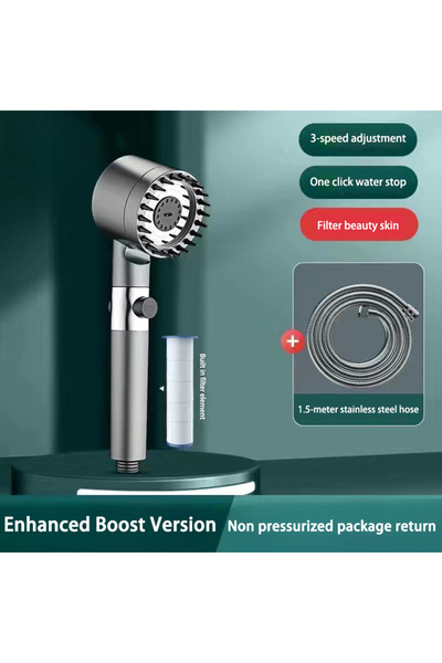 Choice3 خرطوم دش رمادي، رأس دش بفلتر عالي الضغط، رذاذ قابل للتعديل بثلاثة أوض...