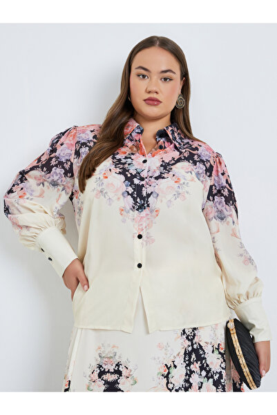 Styli Plus Size Placement Printed Floral Shirt