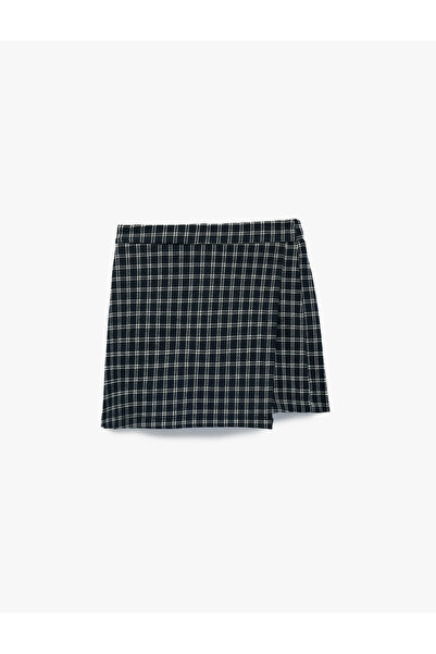 Koton Beli Lastikli Ekoseli Şort Etek