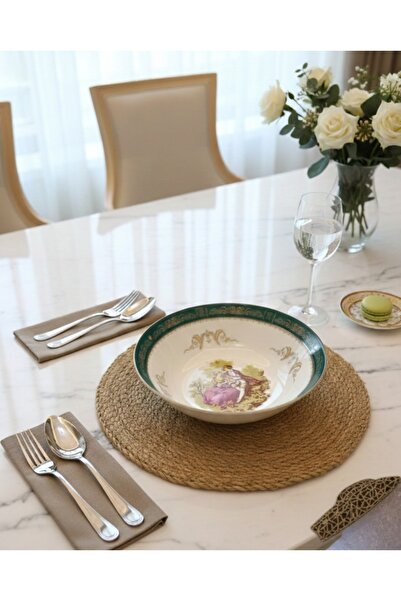 Pardis Chine Vintage Patterned Porcelain Bowl |   Gold & Green Detailed Soup ...