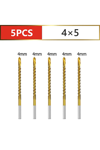 Choice5 4mm 5PC HSS Twist Drill Bits Set Titanium Coated Drill Bit 3-8mm Serr...