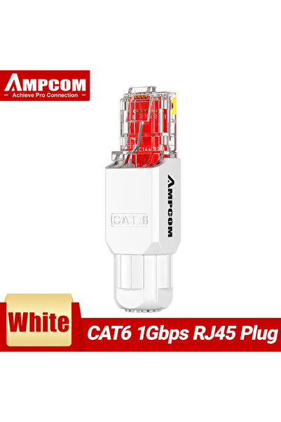 choice2 CAT6 White AMPCOM Crimp Free RJ45 Connector, Tool Less UTP 1000Mbps C...