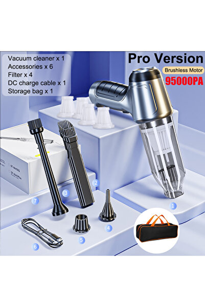 Choice5 مكنسة كهربائية لاسلكية للسيارة بأربعة فلاتر، إصدار احترافي، بقوة شفط ...