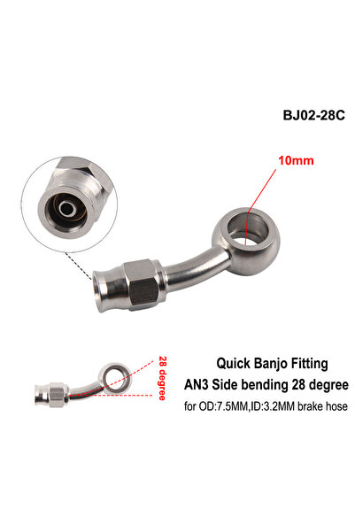 Choice6 BJ02-28C AN3 Motorcycle Motor Bike Hydraulic Brake Oil Hose Line Banj...