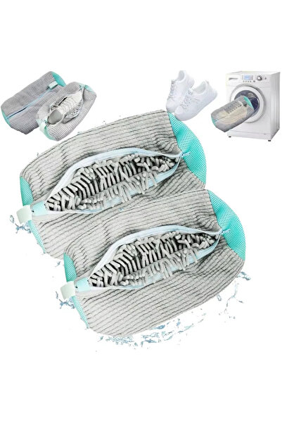 Choice3 Grey 2PC 1/2Pc Washing Shoe Bag Cotton Laundry Bag Protector Fluffy f...