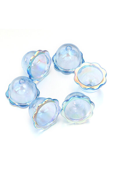 choice2 6 قطع من خرز أكريليك الشفاف على شكل جرس رياح أزرق، خرز ملون على شكل ق...