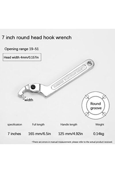 Choice3 690g 12-Inch Round head 7in Crescent wrench Adjustable wrench hook C-...