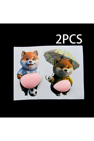 Choice3 قطعتان من ملصقات بطن كلب شيبا إينو ثلاثية الأبعاد رقم 3 - جرو لطيف ير...