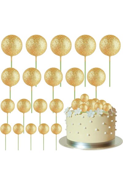 Choice18 Glitter Gold 20 Pcs Ball Cake Topper Decorations Mini Balloons Cake ...