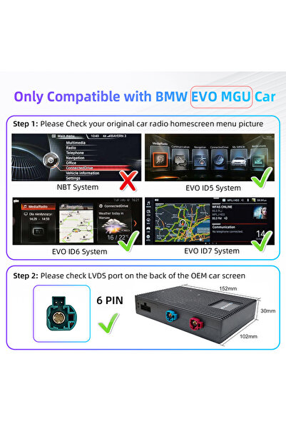 Choice EVO NEW Wireless CarPlay Android Auto Adapter for BMW X5 E70 X6 E71 NB...