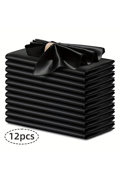 Choice8 Choice Black -12pcs 12pcs Silky Satin Dinner Napkins 30x30cm Polyeste...