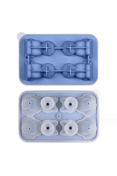 Choice3 قوالب مكعبات ثلج ثلاثية الأبعاد على شكل قطة زرقاء لطيفة، صينية مكعبات...