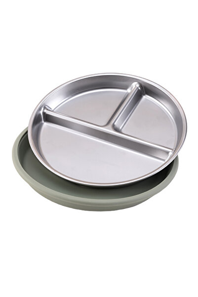 Choice 55-sage Color Kids 1PCS Stainless Steel Plate Detachable Suction Dishe...