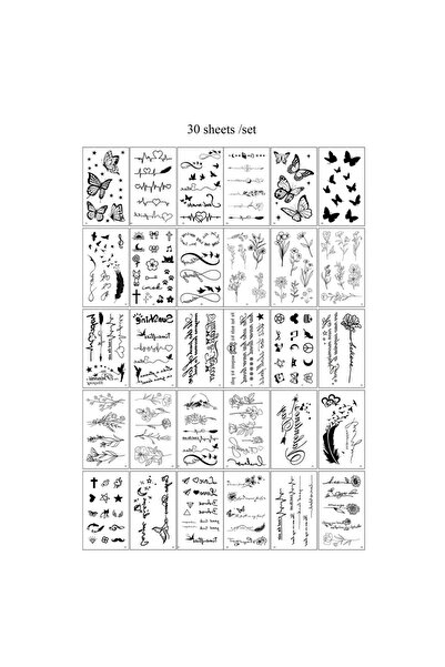 Choice4 مجموعة 181 - 30 قطعة من ملصقات الوشم الصغيرة للاستخدام مرة واحدة للنس...