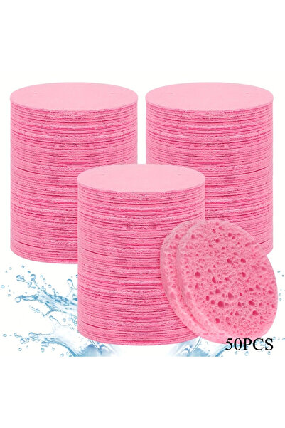 Choice11 إسفنجة وجه مضغوطة وردية اللون، 50 قطعة (50/20/10 قطع)، مناسبة للعناي...